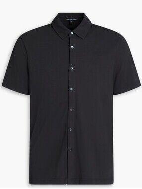 James Perse Mens Cotton Jersey Black Button Down Short Sleeve Shirt XxL $460